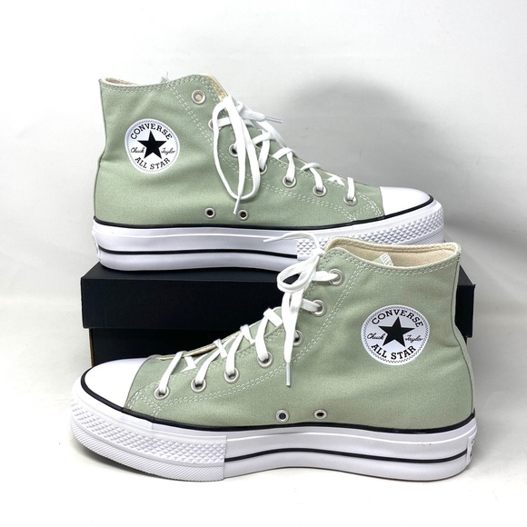 Converse Ctas Lift Platform Women's Sneakers Canvas Light Green High Top A03541C - Picture 3 of 10